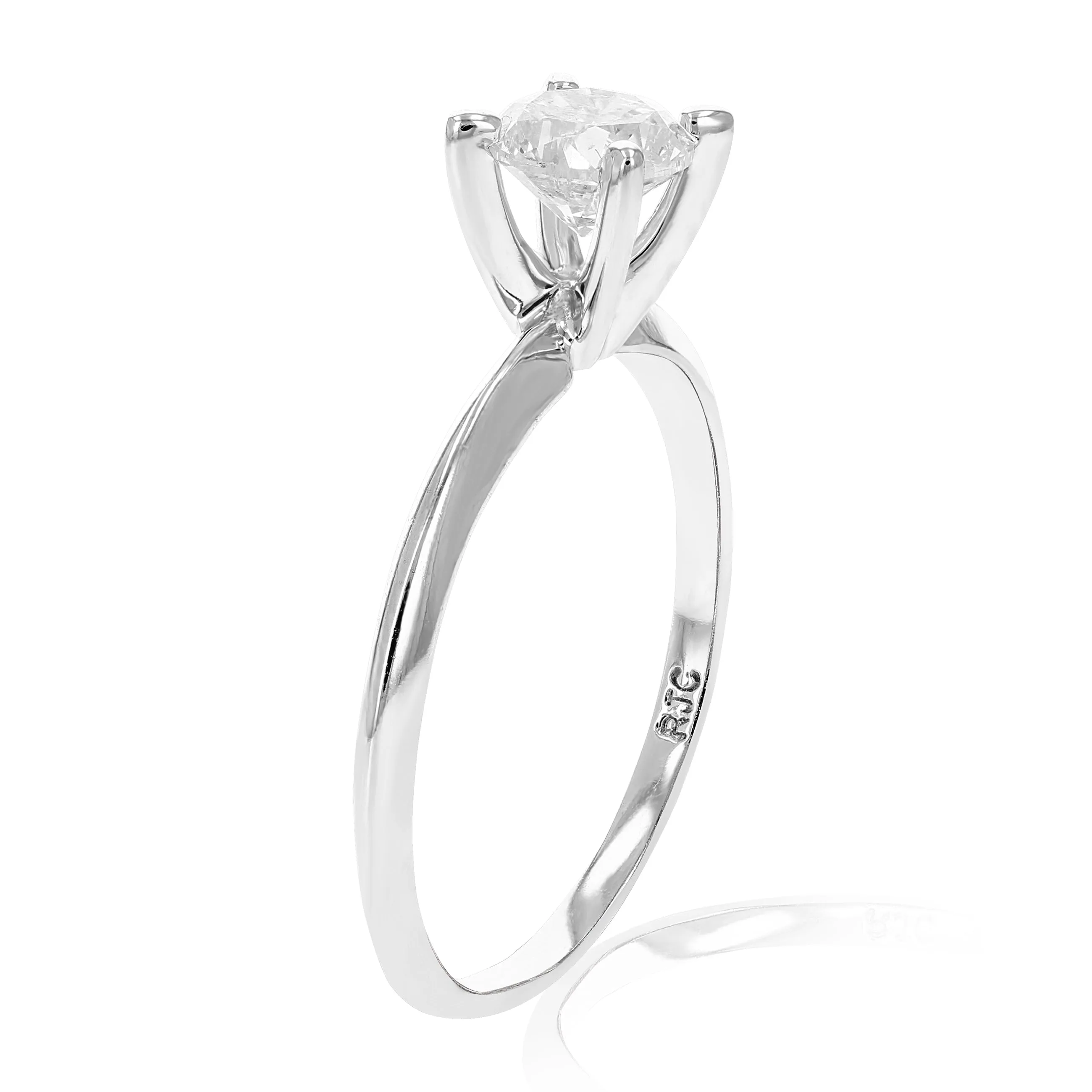 0.70 cttw Round Diamond Solitaire Engagement Ring 14K White Gold Bridal