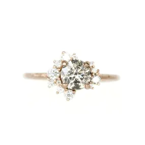 1.03ct Dark Salt and Pepper Diamond Asymmetrical Cluster Ring in 14k Rose Gold