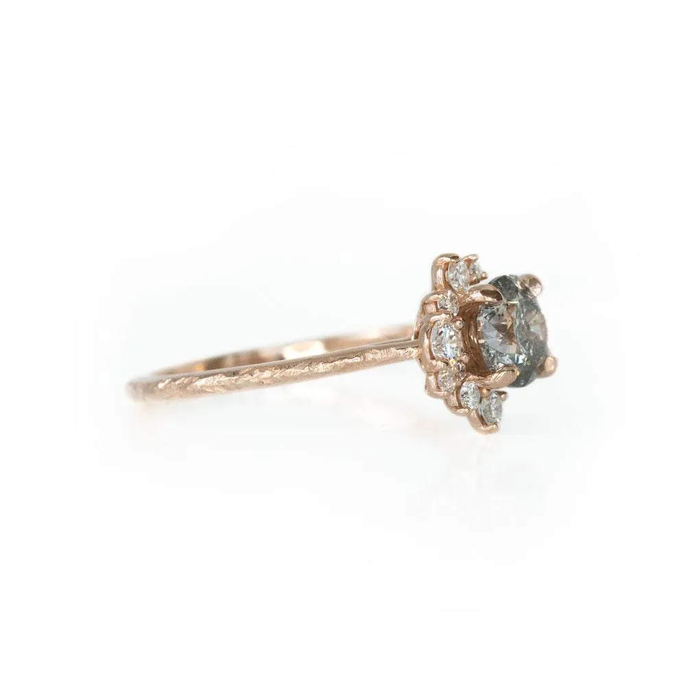 1.03ct Dark Salt and Pepper Diamond Asymmetrical Cluster Ring in 14k Rose Gold