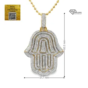 10K Gold 0.92 CTW Diamond Hamsa Hand Charm