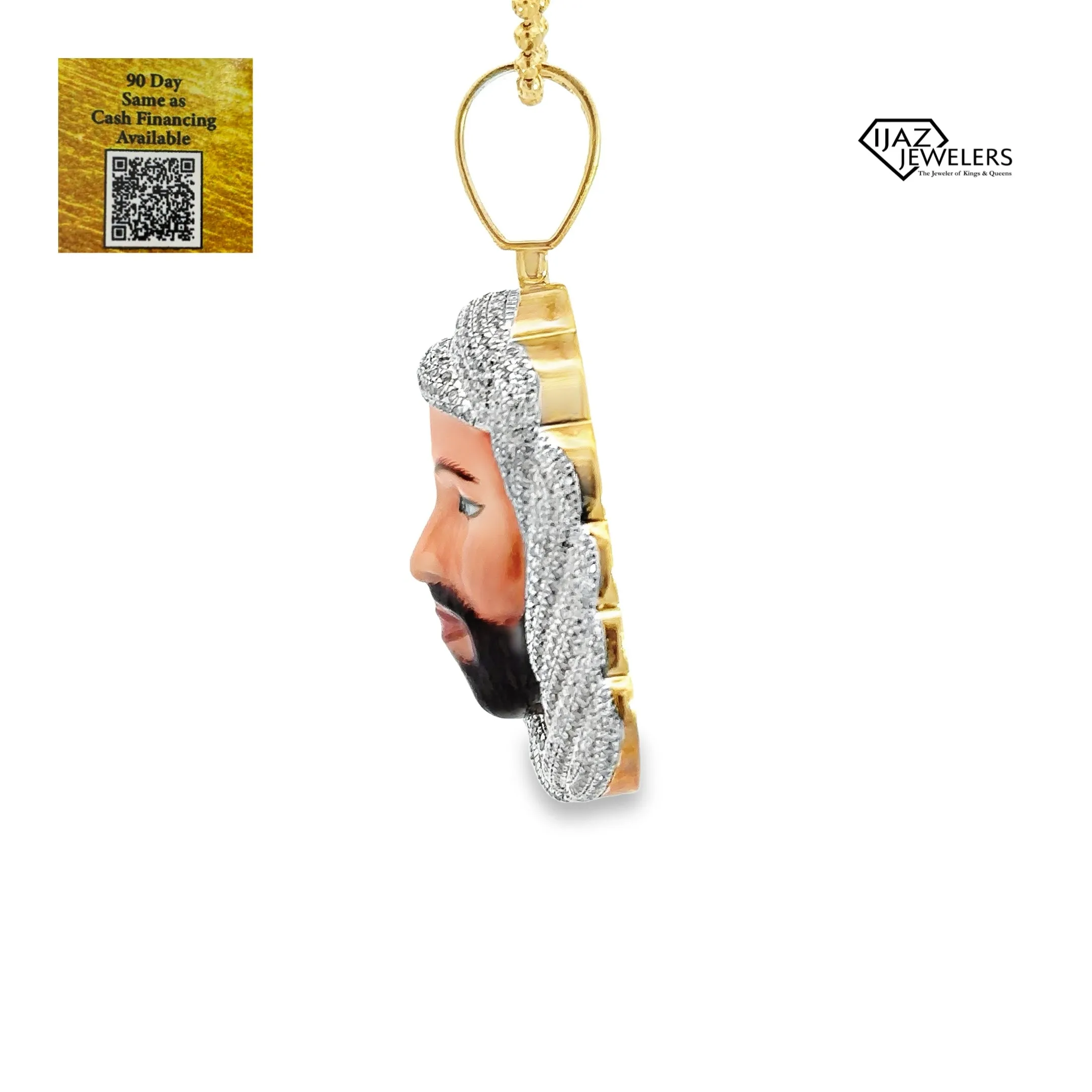 10K Gold 2.09 CTW Diamond Colored Enamel Jesus Charm