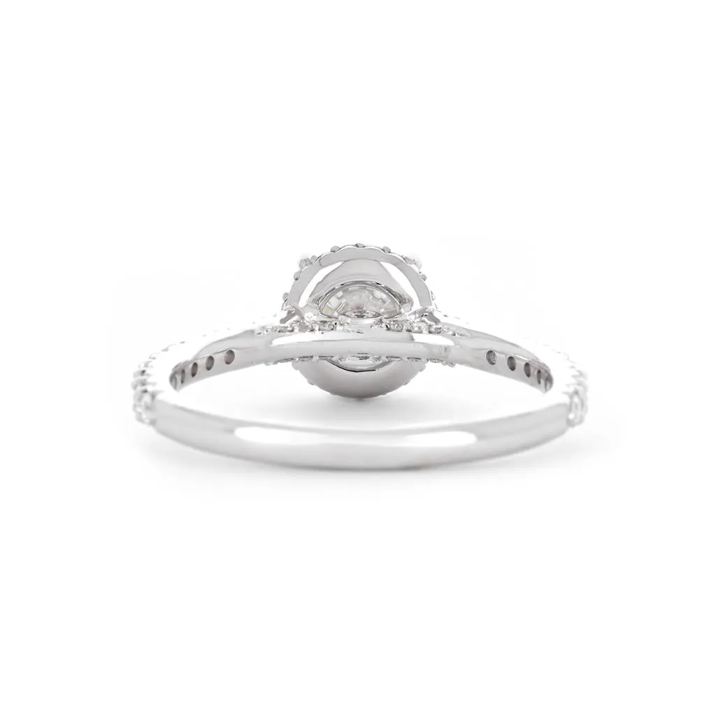 1.42tw Round Moissanite   Diamond Engagement Ring, Halo, Pavê Band, Cathedral - 14K White Gold