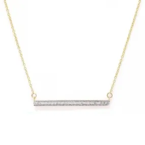 14K Diamond Bar Pendant Necklace