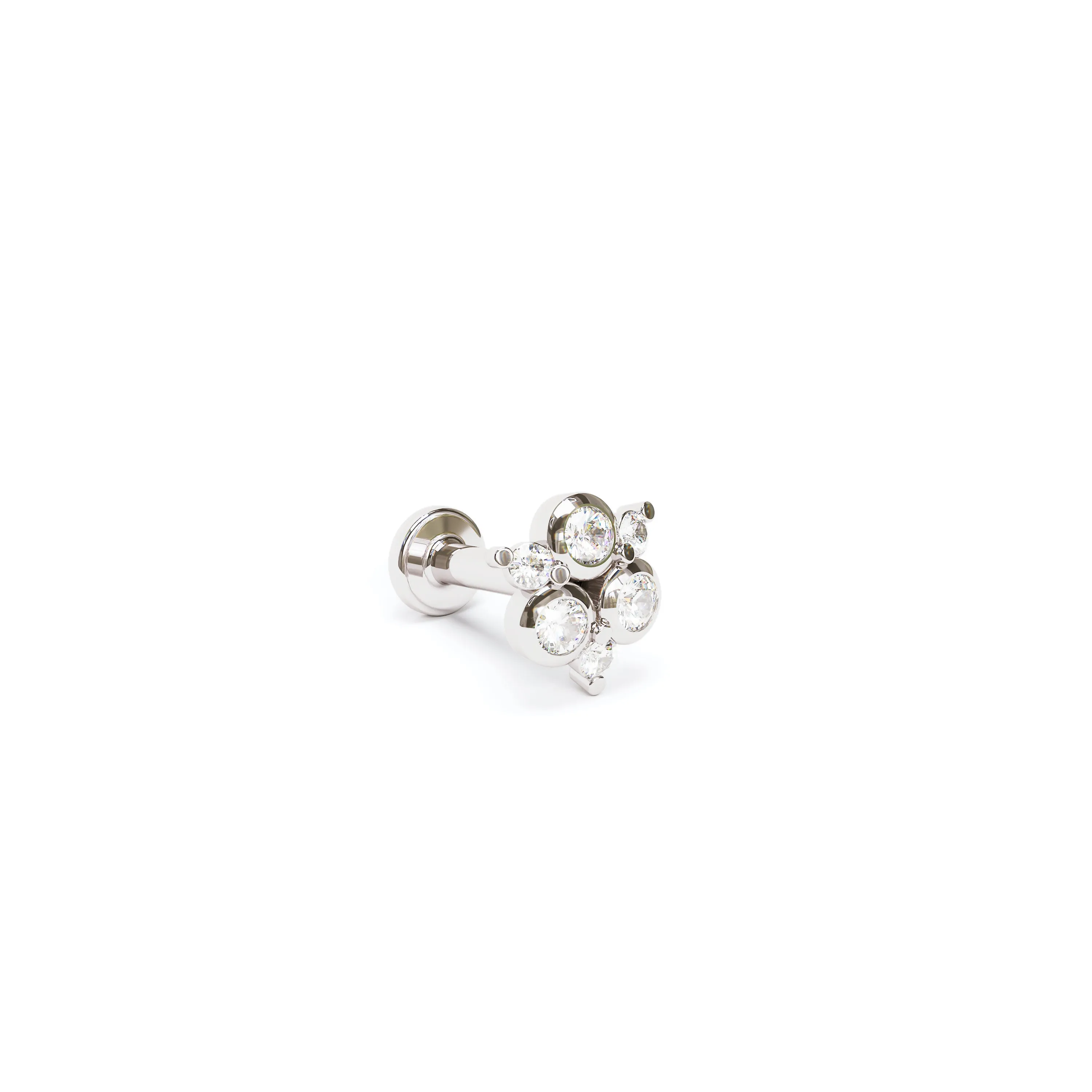 14K Gold Diamond Cluster Stud