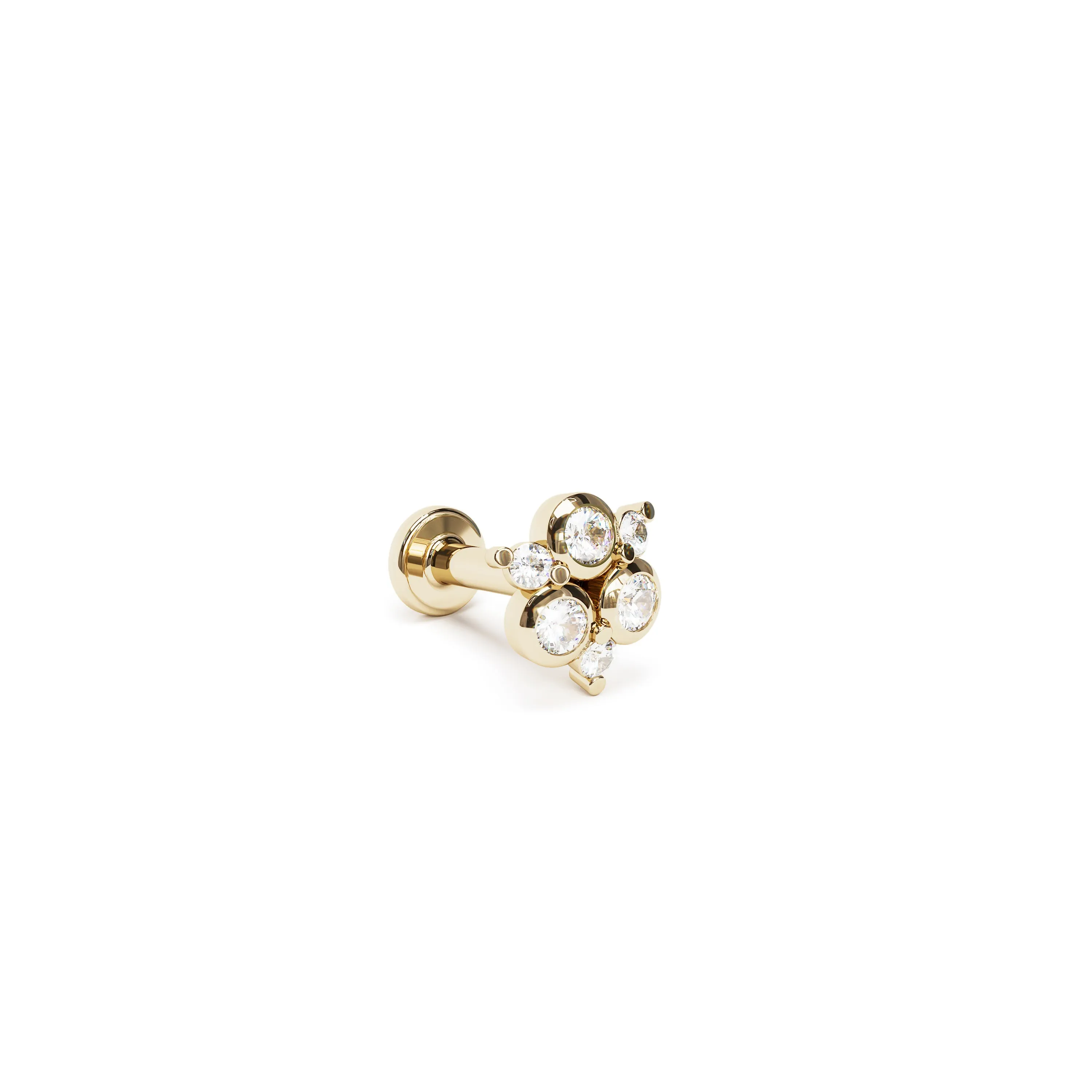 14K Gold Diamond Cluster Stud