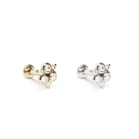 14K Gold Diamond Cluster Stud