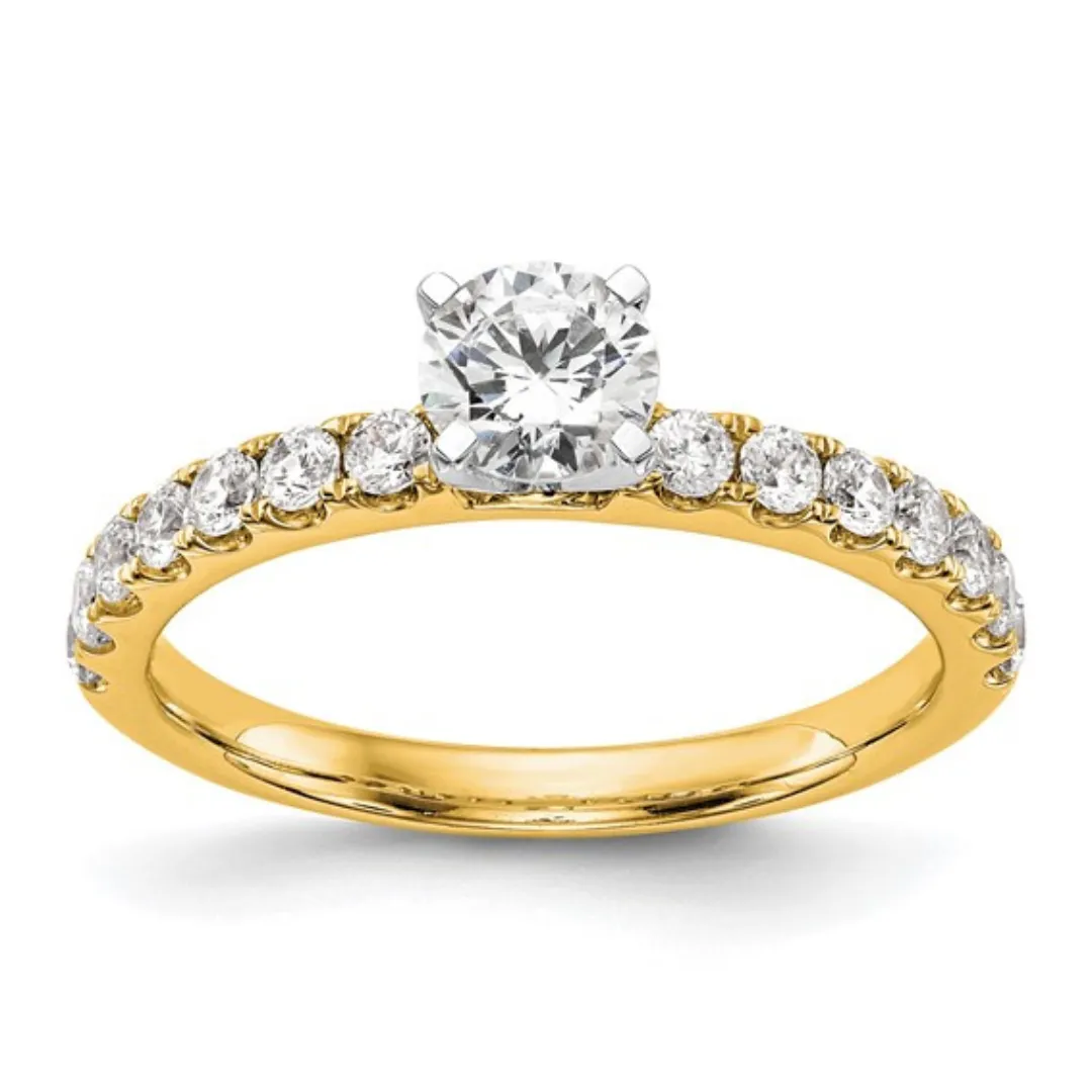 14K Gold Lab Diamond Solitaire Pave Ring