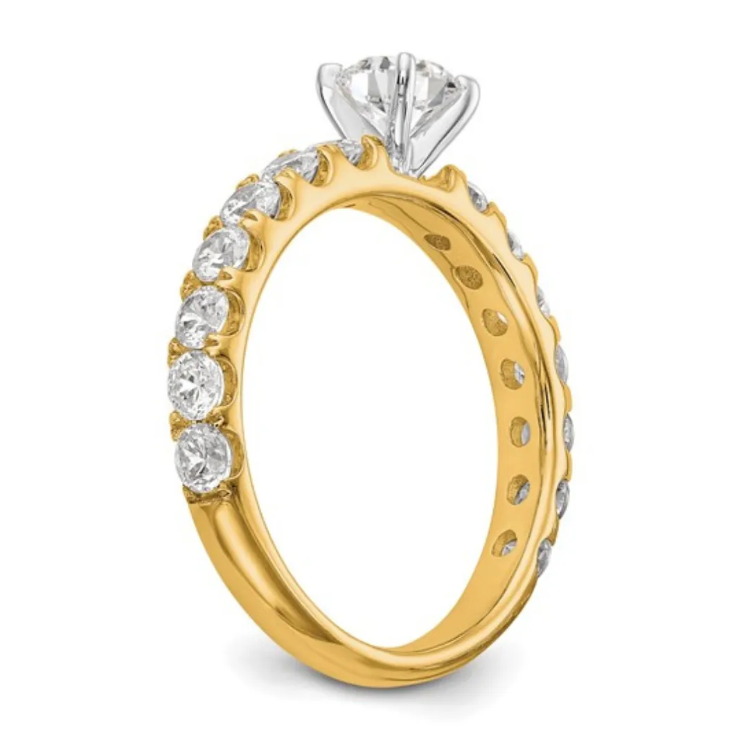 14K Gold Lab Diamond Solitaire Pave Ring