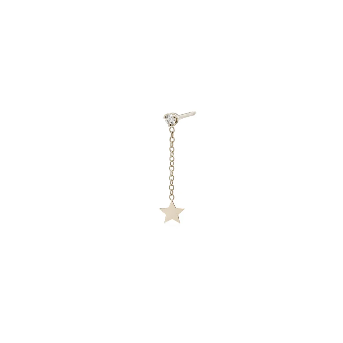 14k Itty Bitty Star & Diamond Short Chain Drop Earrings