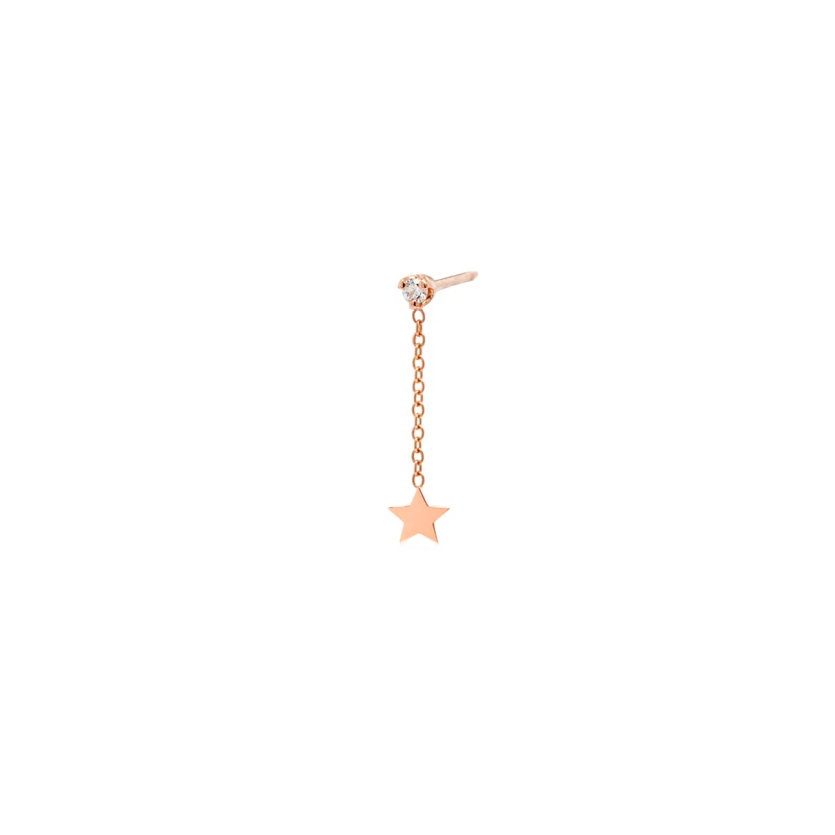 14k Itty Bitty Star & Diamond Short Chain Drop Earrings