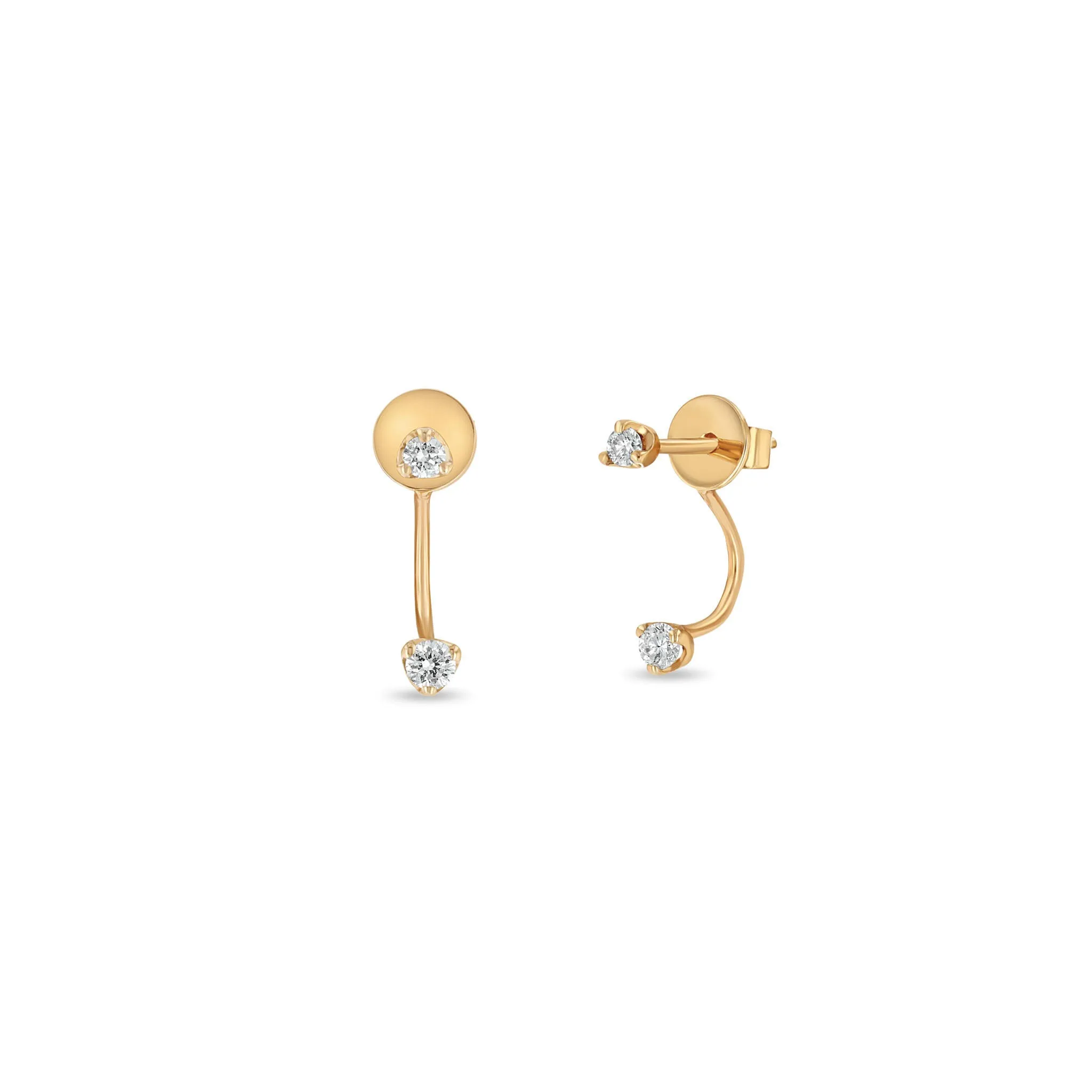 14k Mixed Round Diamond Stud Jacket Earring