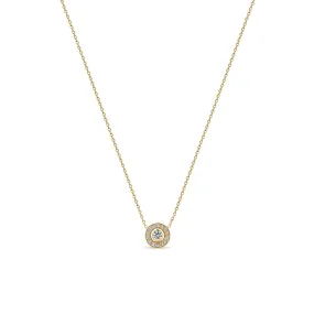 14k Round Diamond Halo Necklace