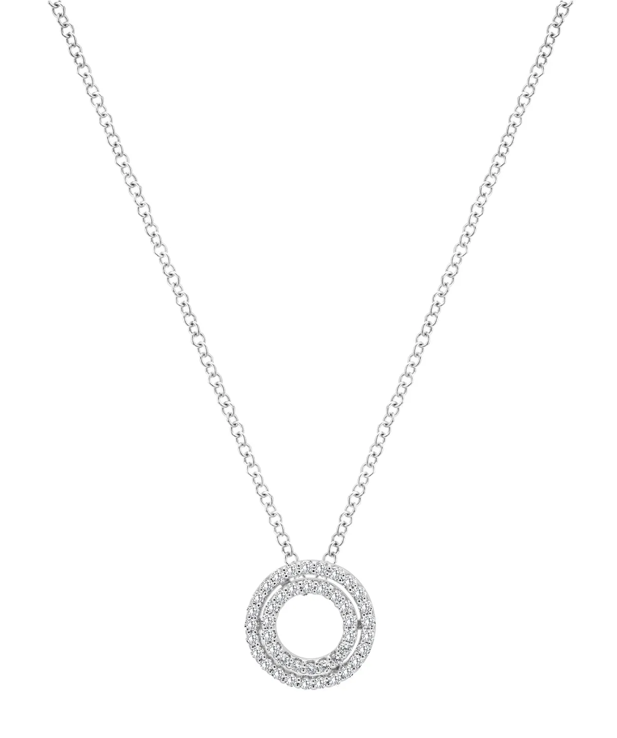 14K White Gold Double Halo Diamond Pendant