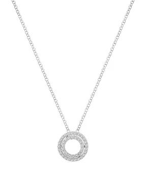 14K White Gold Double Halo Diamond Pendant