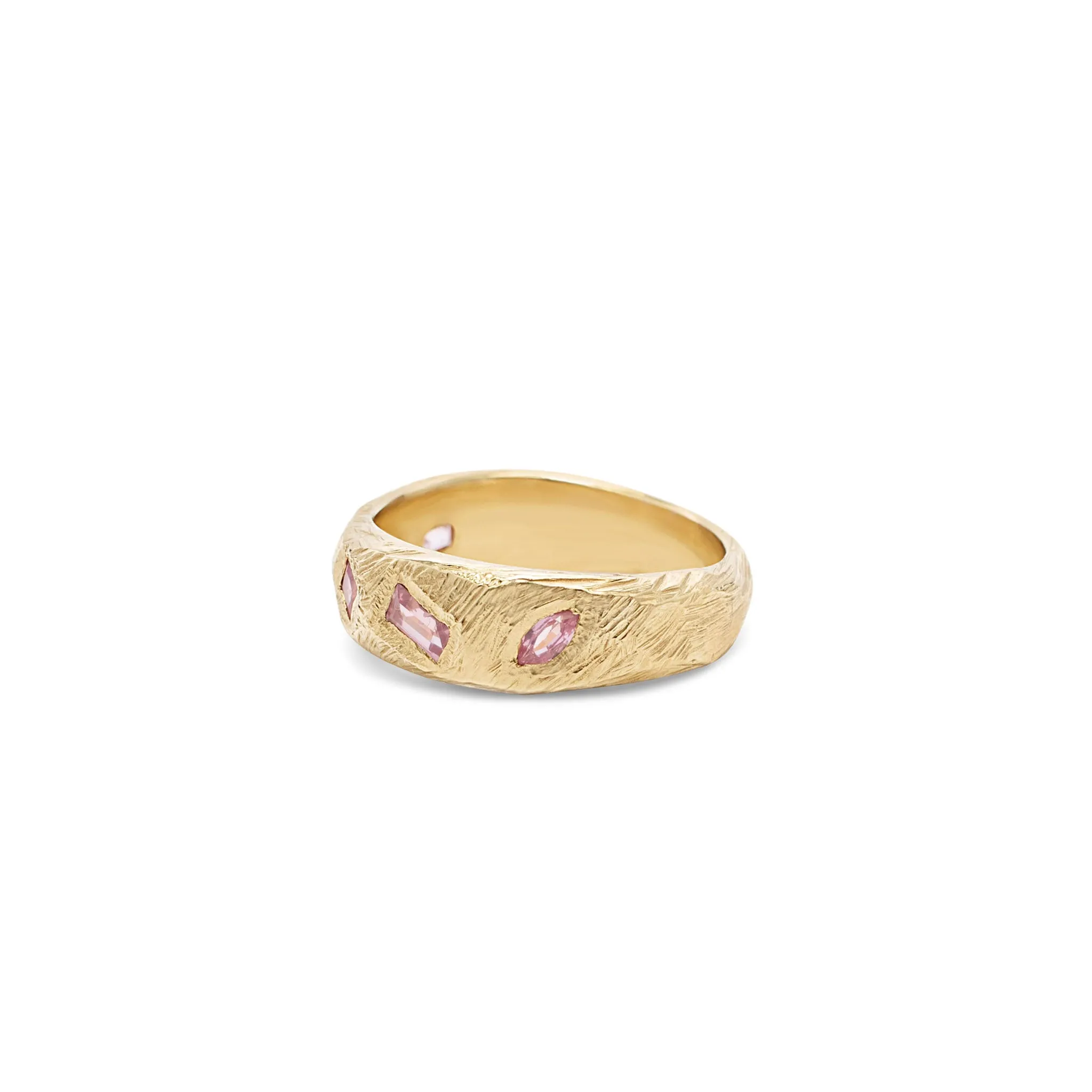 18K Geometric Mixed Band in Pink Sapphire