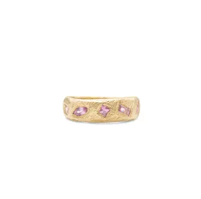 18K Geometric Mixed Band in Pink Sapphire