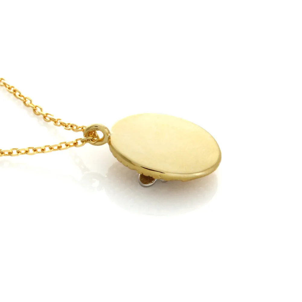 2 tone Honeybee and Oval Pendant necklace