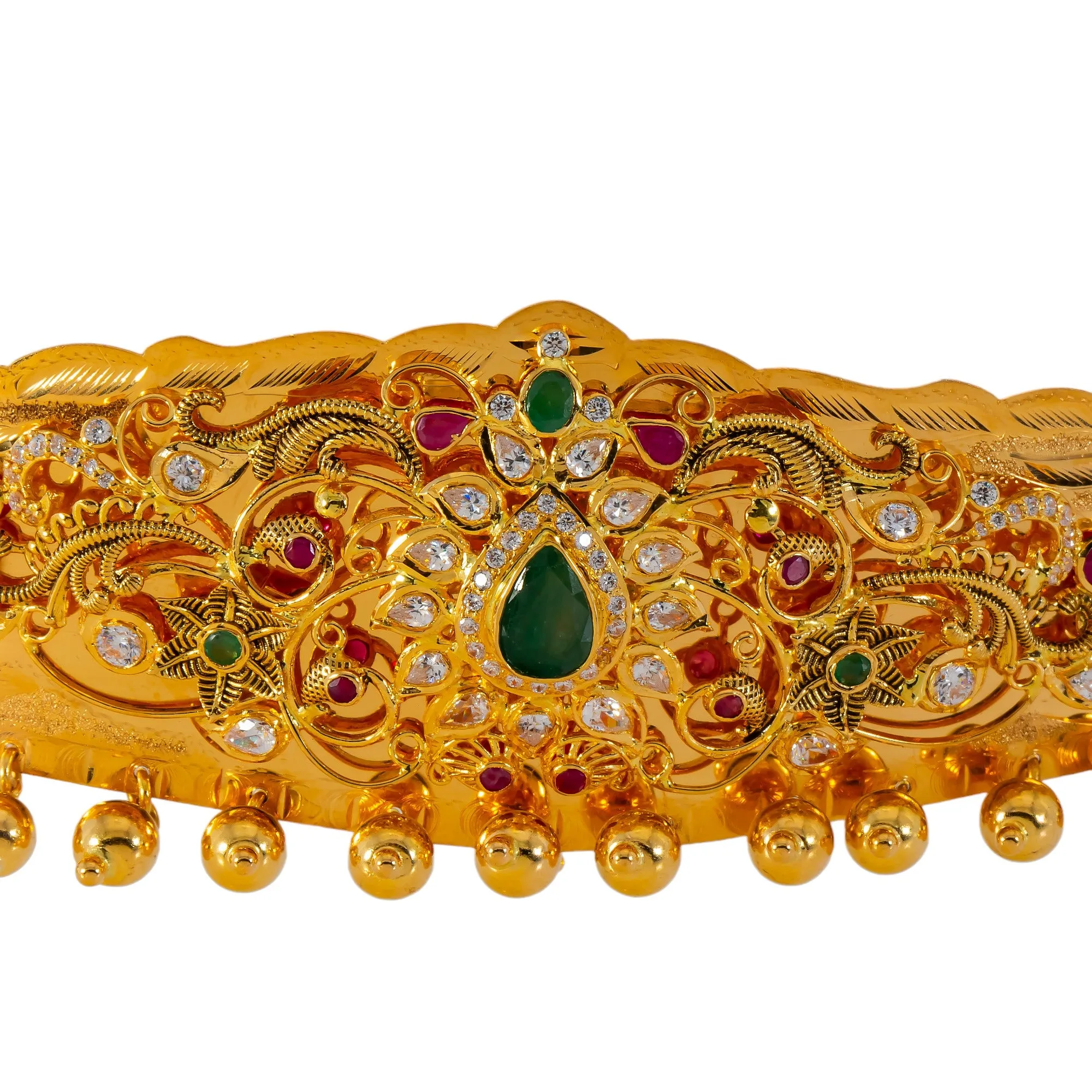 22k Yellow Gold Vaddanam Waist Belt for Kids w/ Gems (98.5gm)