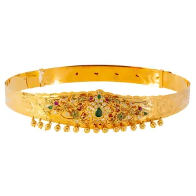 22k Yellow Gold Vaddanam Waist Belt for Kids w/ Gems (98.5gm)