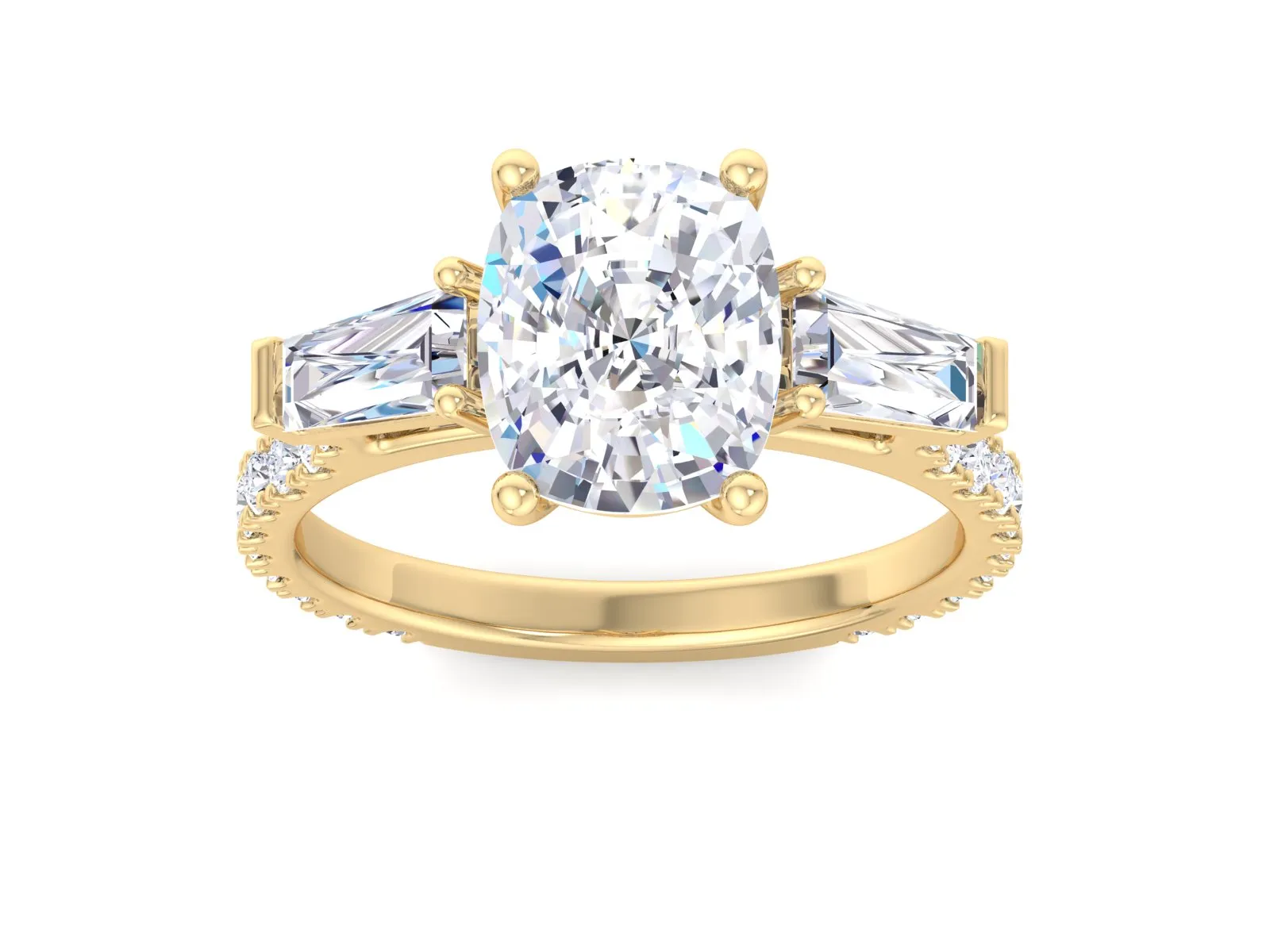 3.00 CT Cushion cut Three stone moissanite engagement ring