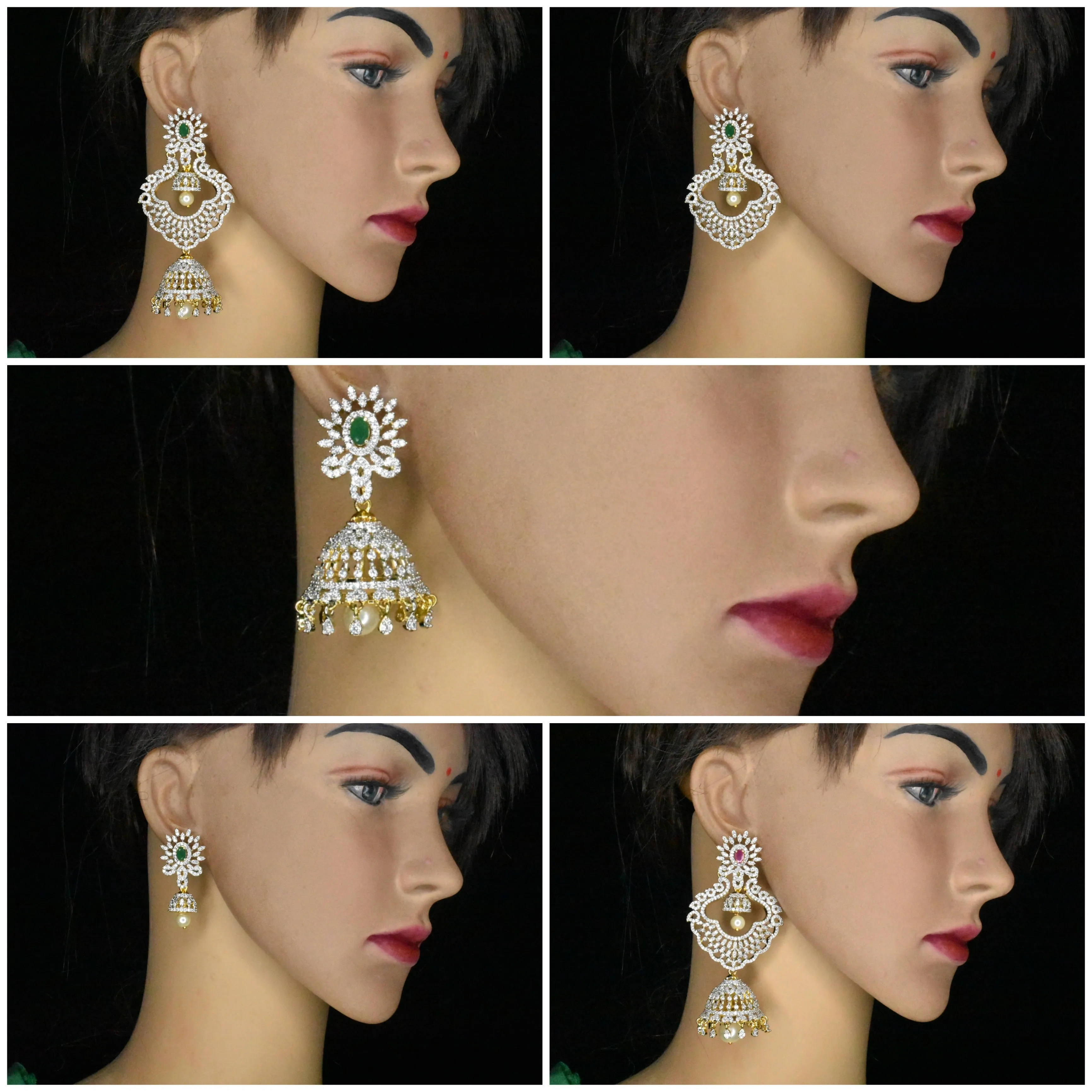 4 in 1 detachable diamond jhumkas