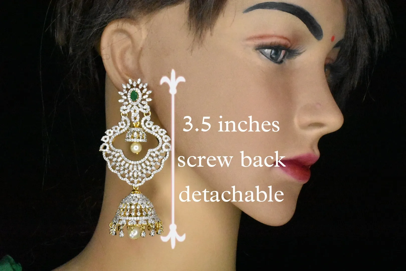 4 in 1 detachable diamond jhumkas