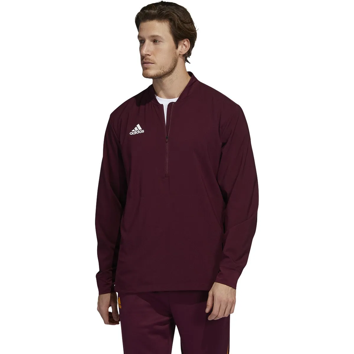 adidas Men's Team Maroon/White Under The Lights Long Sleeve Woven 1/4 Zip