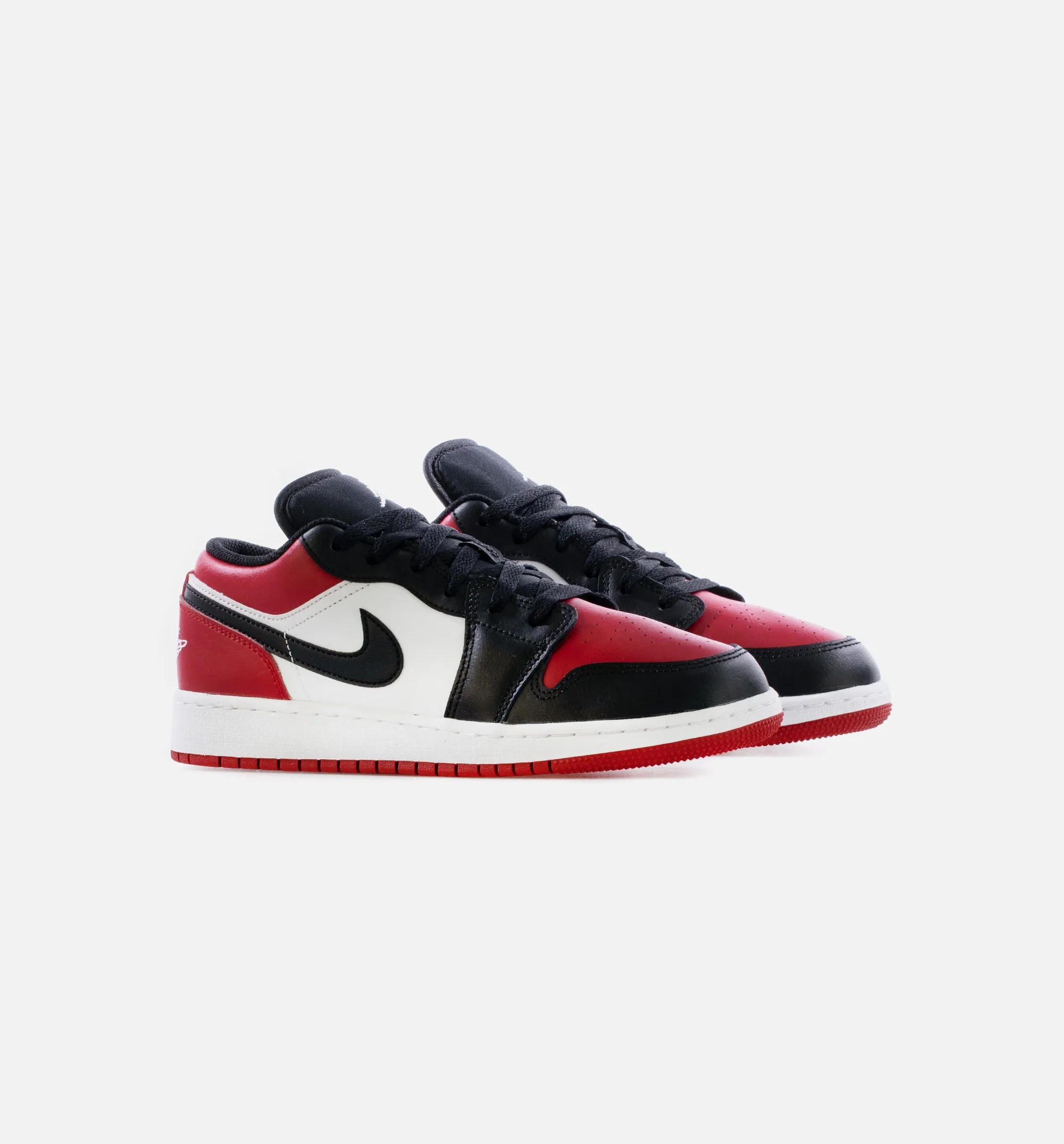 Air Jordan 1 Low Bred Toe Grade School Lifestyle Shoes - Red/Black Limit One Per Customer