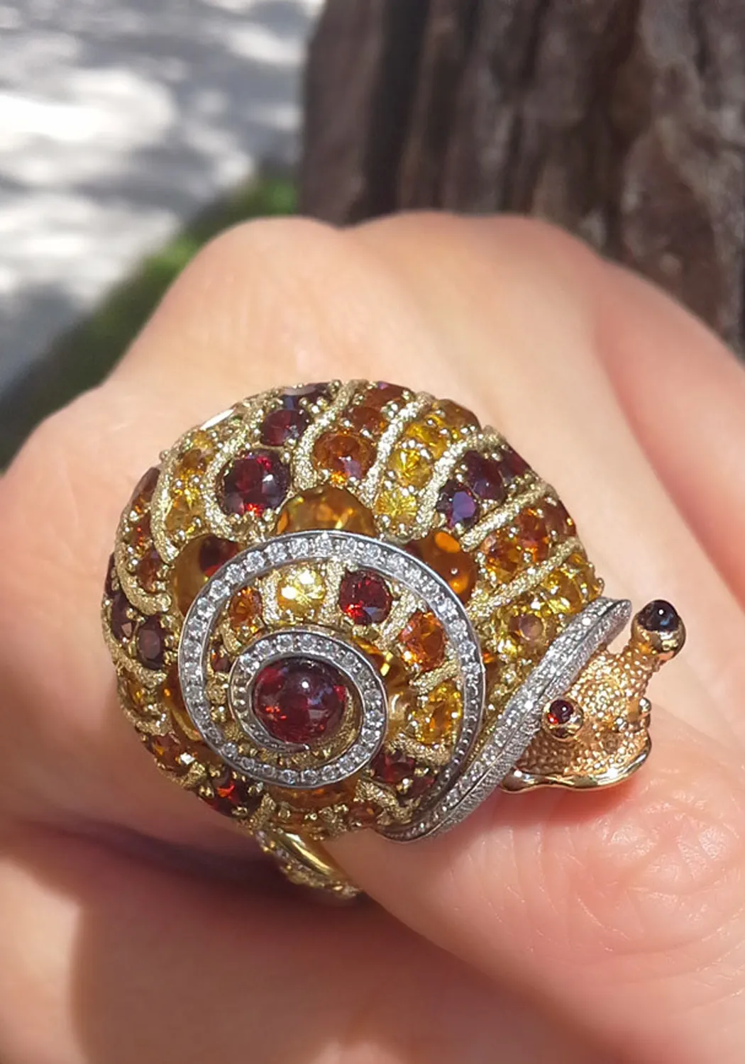 Alex Soldier Yellow Sapphire & Brown Diamond Snail Cocktail Ring