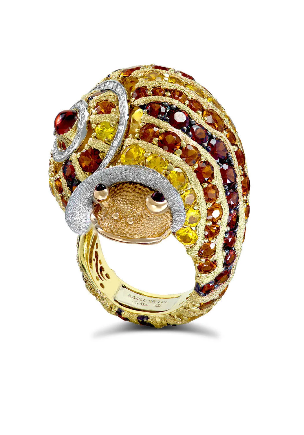 Alex Soldier Yellow Sapphire & Brown Diamond Snail Cocktail Ring