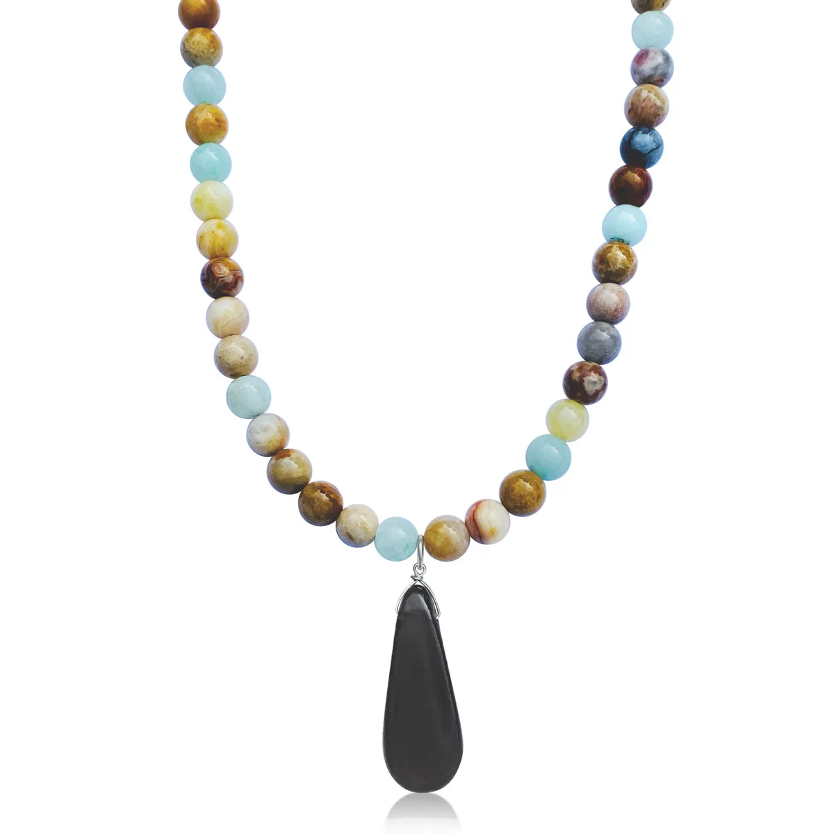 Amazonite, Jasper and Smoky Quartz Necklace for Understanding Self Worth