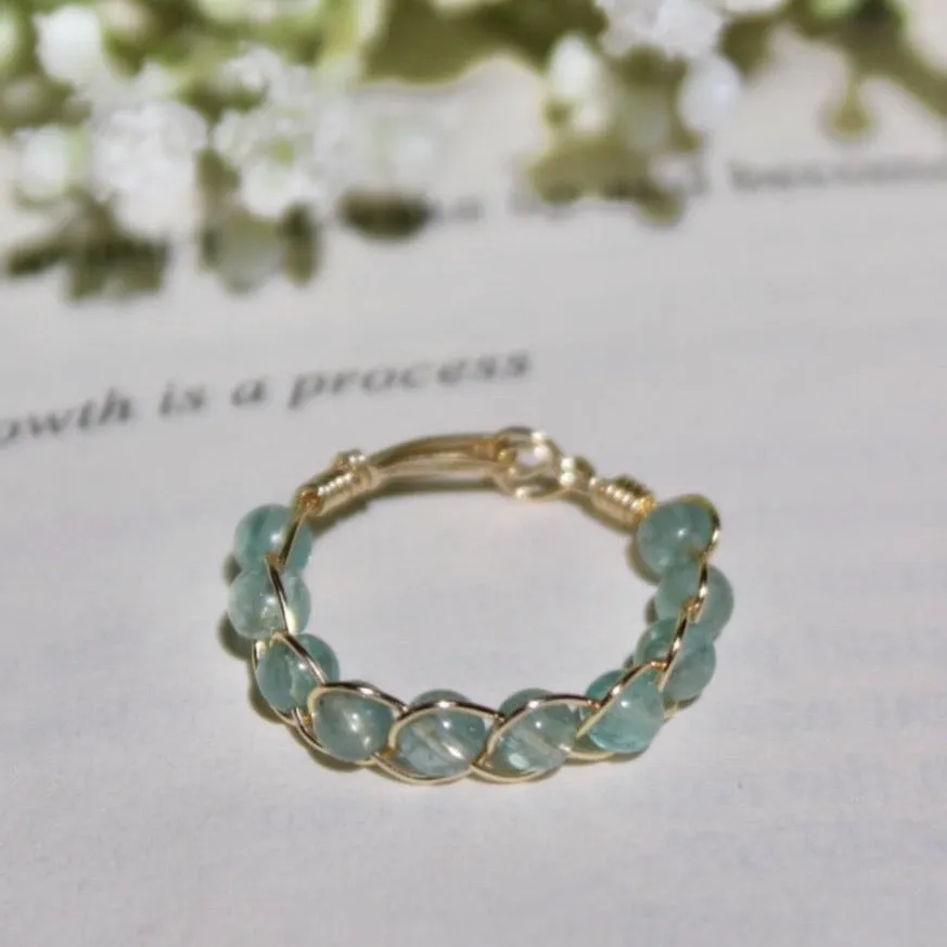 Aqua Apatite Braided Wire Ring