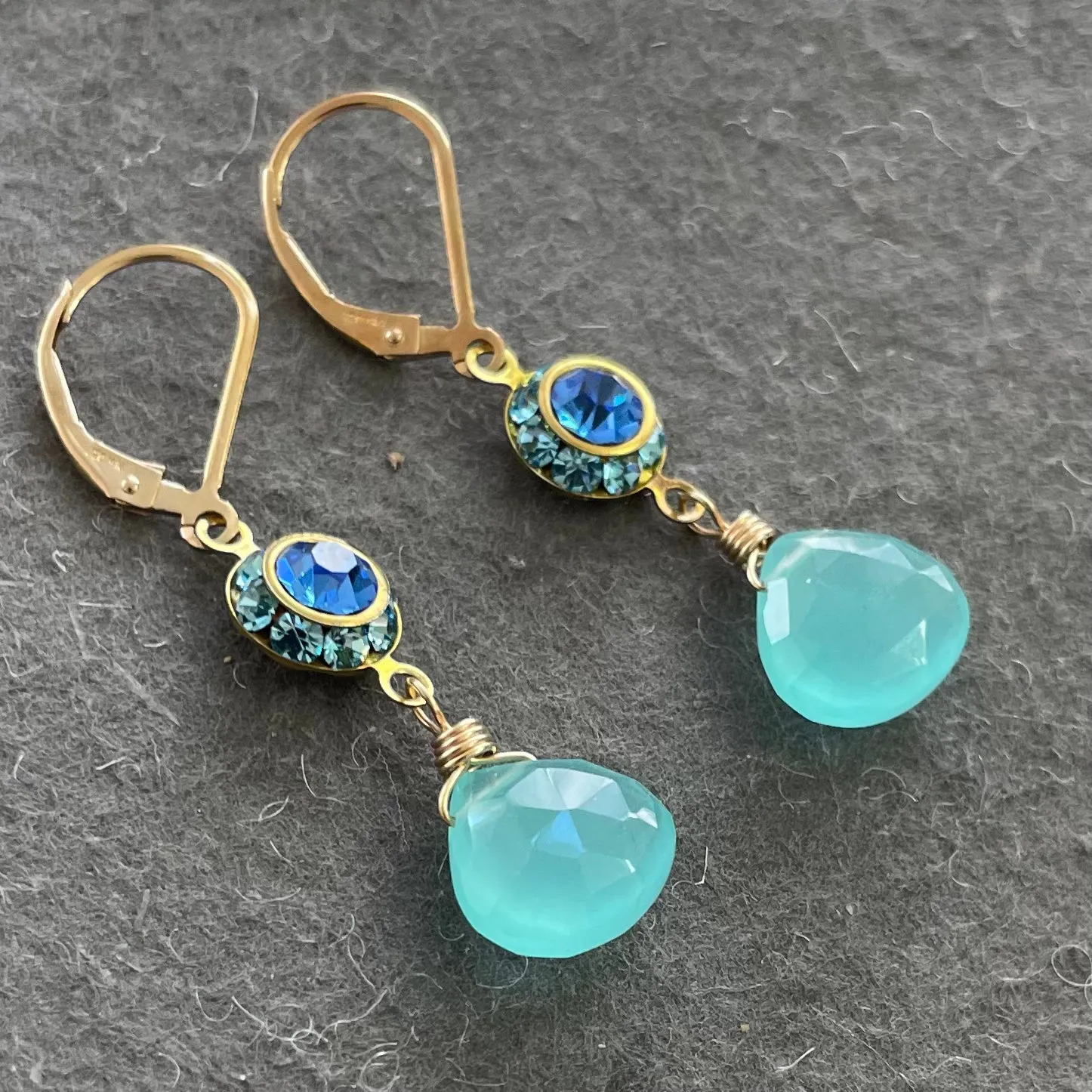 Aqua Chalcedony Vintage Dangles