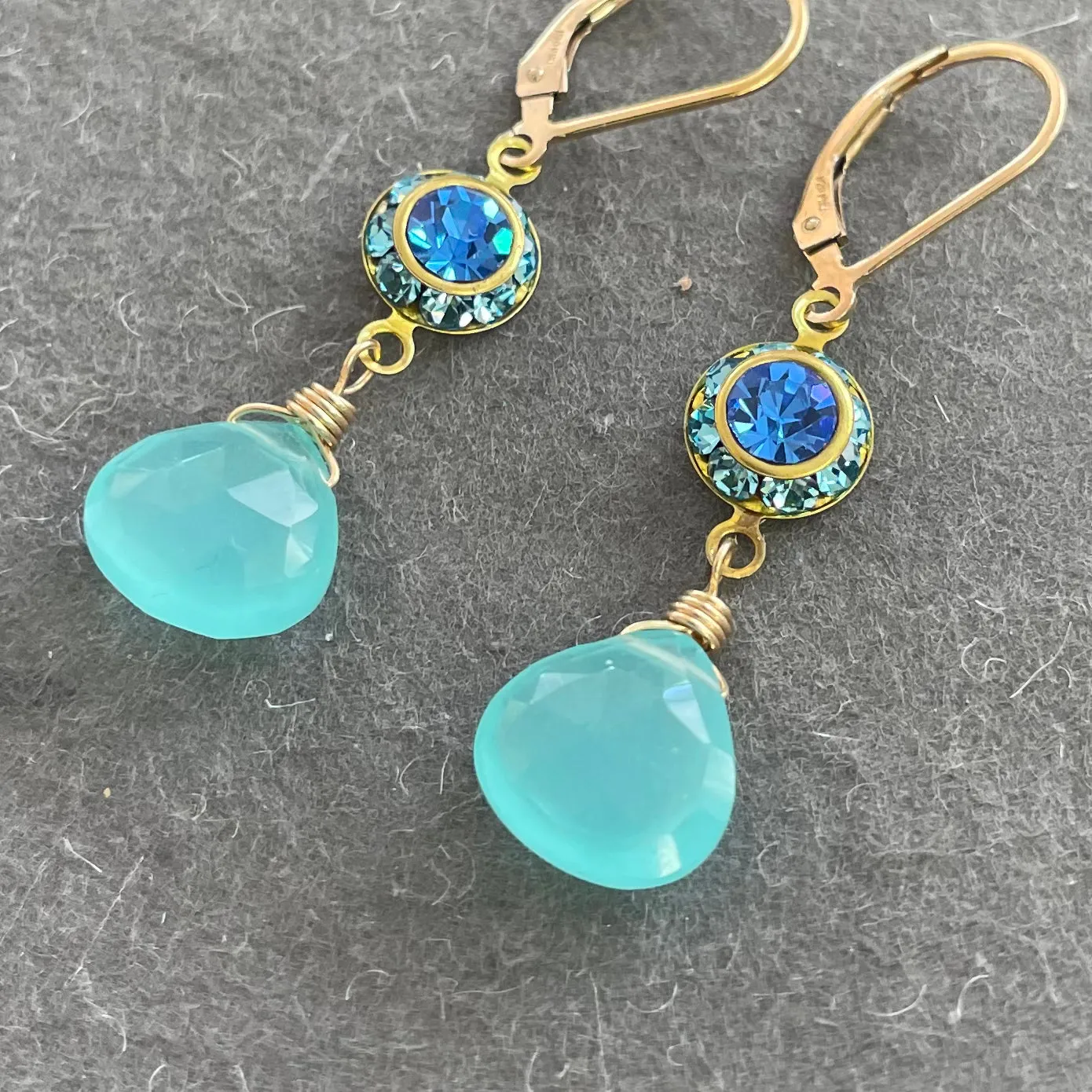 Aqua Chalcedony Vintage Dangles