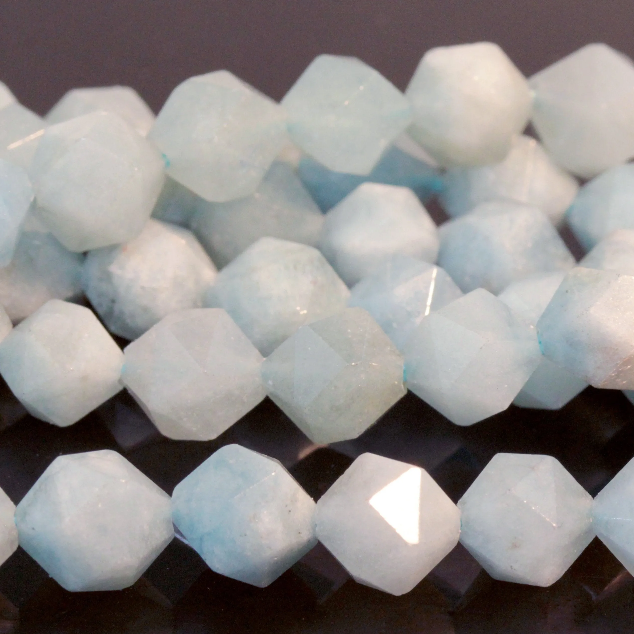 Aquamarine (multi) 8mm Star Cut Round - 15-16 Inch