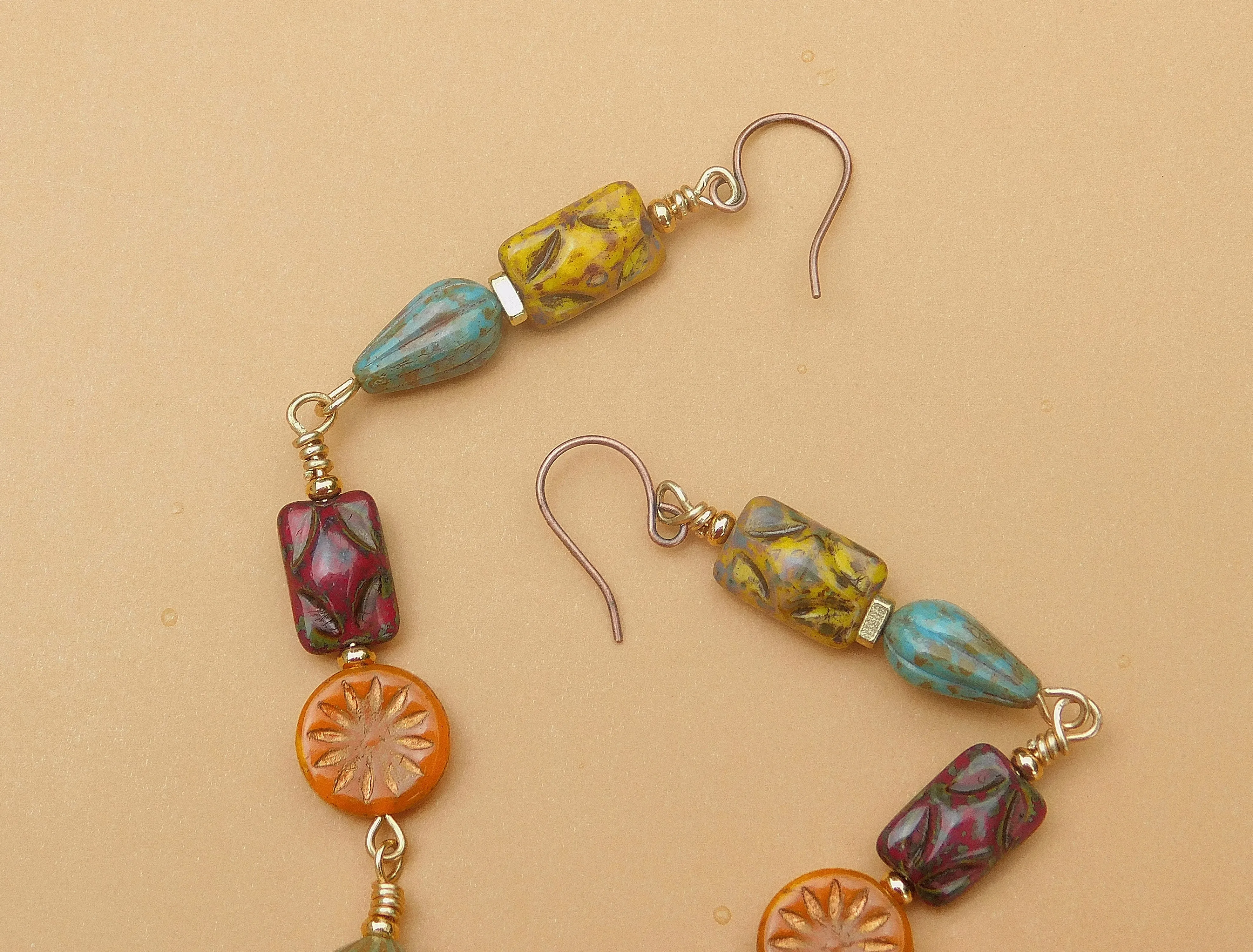 Autumn Inspired Multi-Czech Boho Earrings