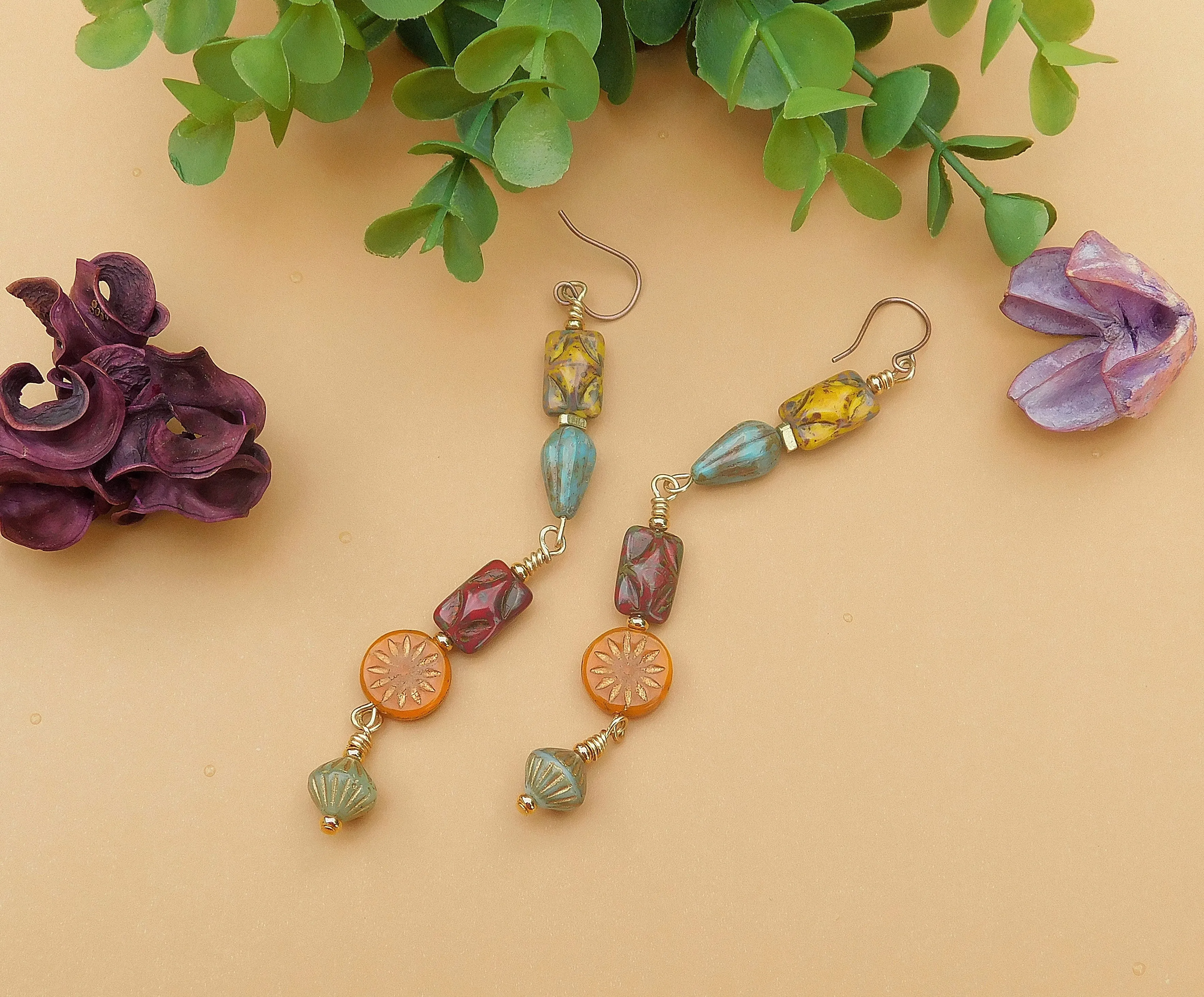 Autumn Inspired Multi-Czech Boho Earrings