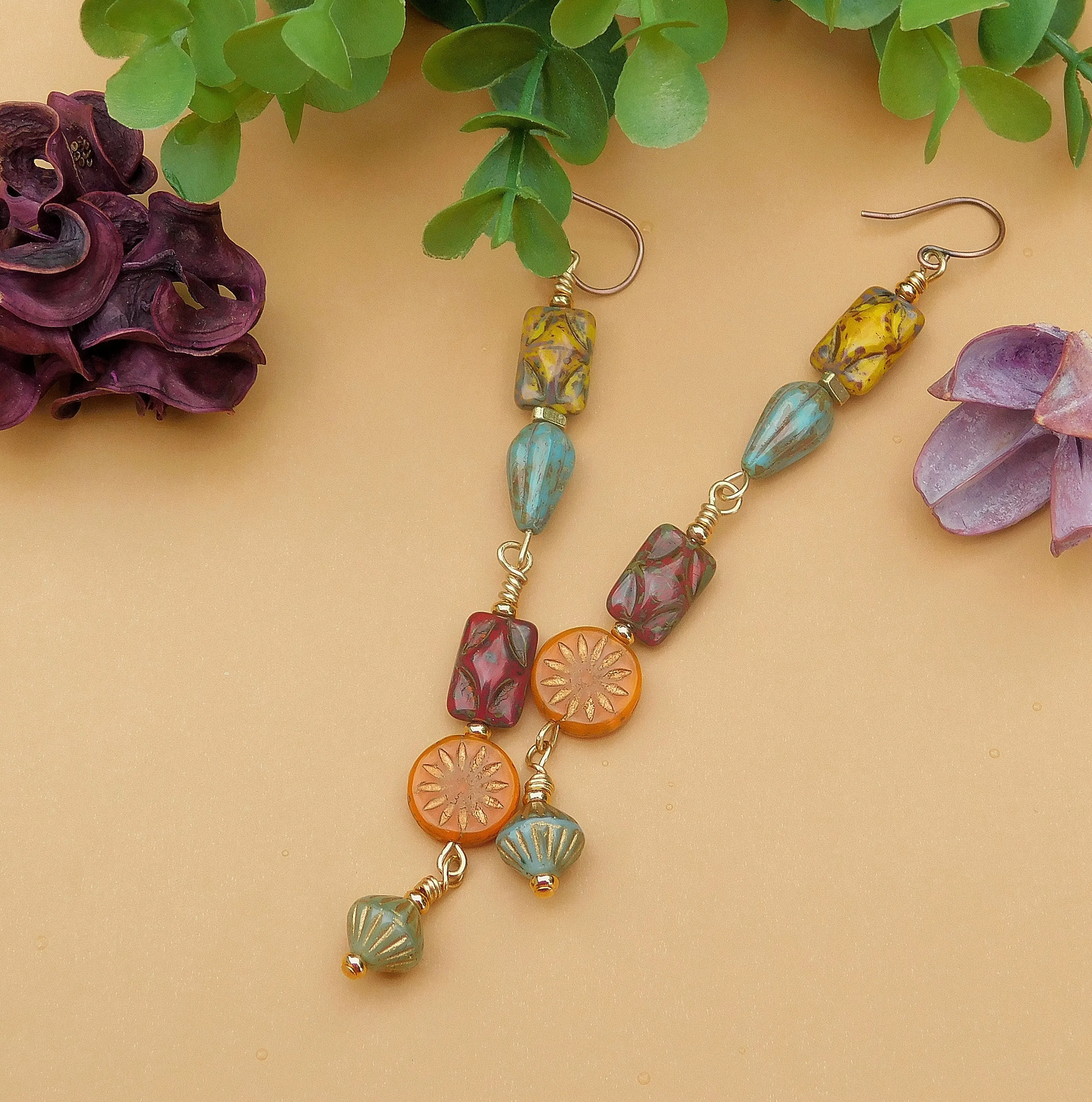 Autumn Inspired Multi-Czech Boho Earrings