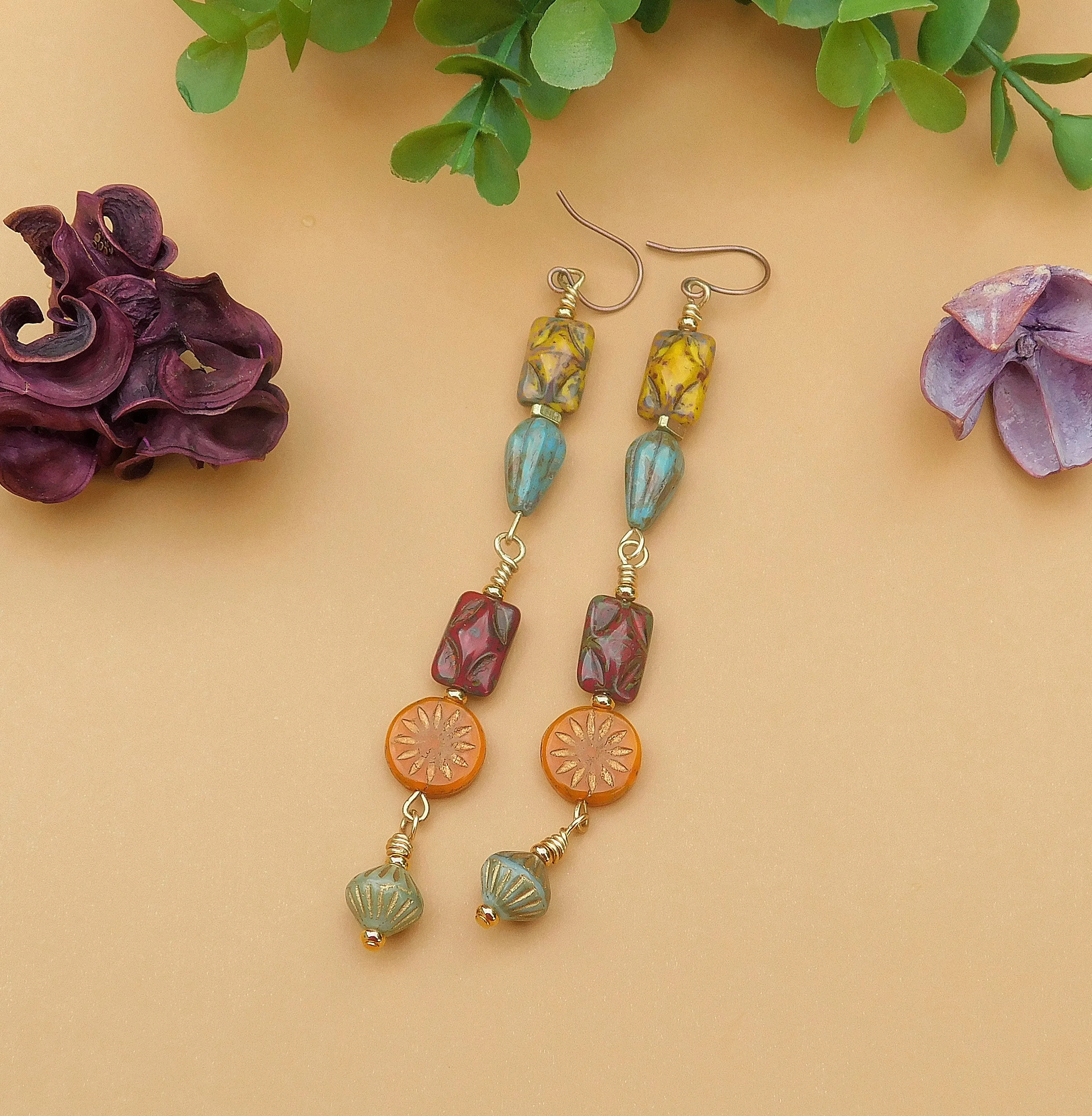 Autumn Inspired Multi-Czech Boho Earrings