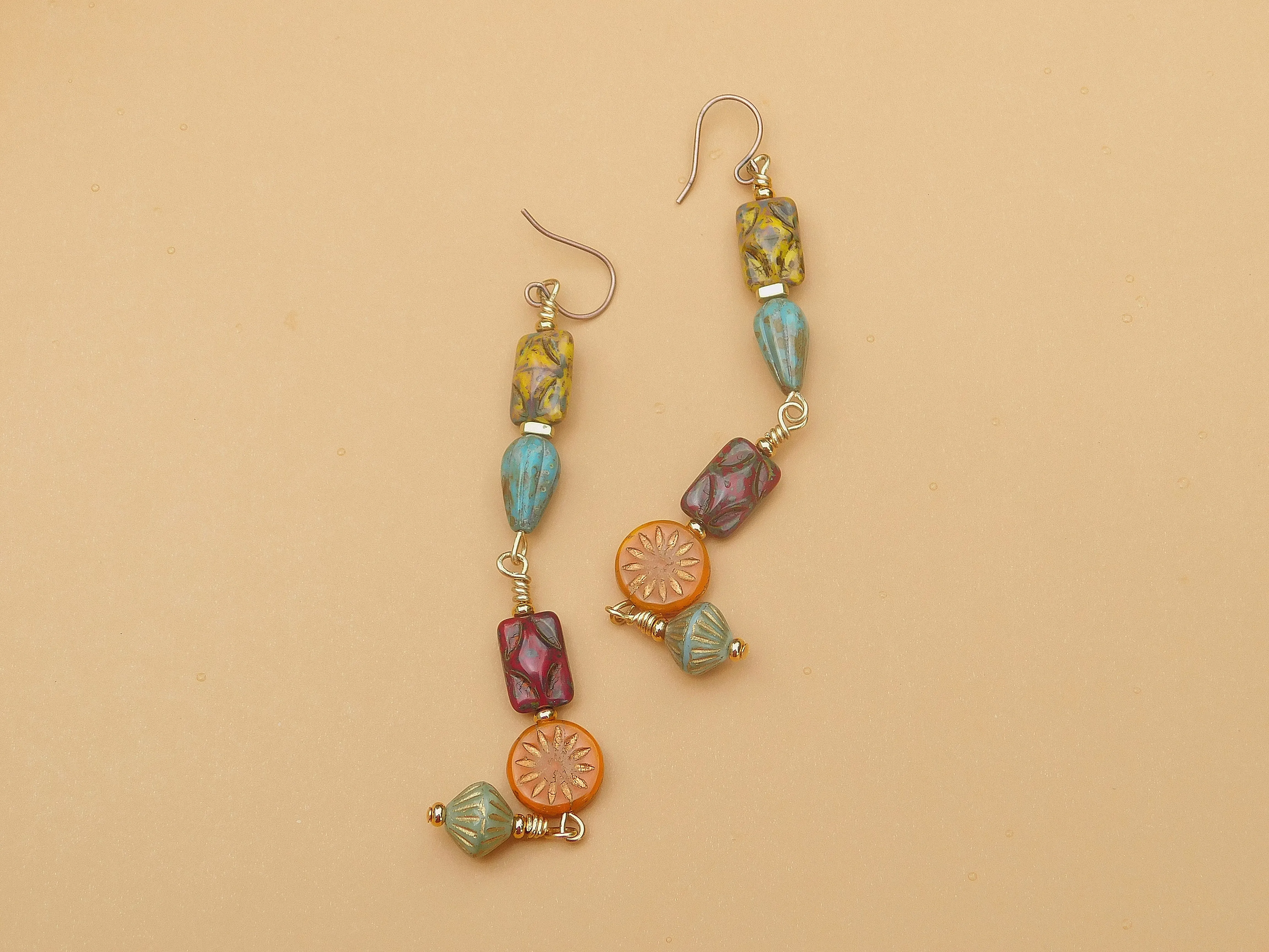 Autumn Inspired Multi-Czech Boho Earrings