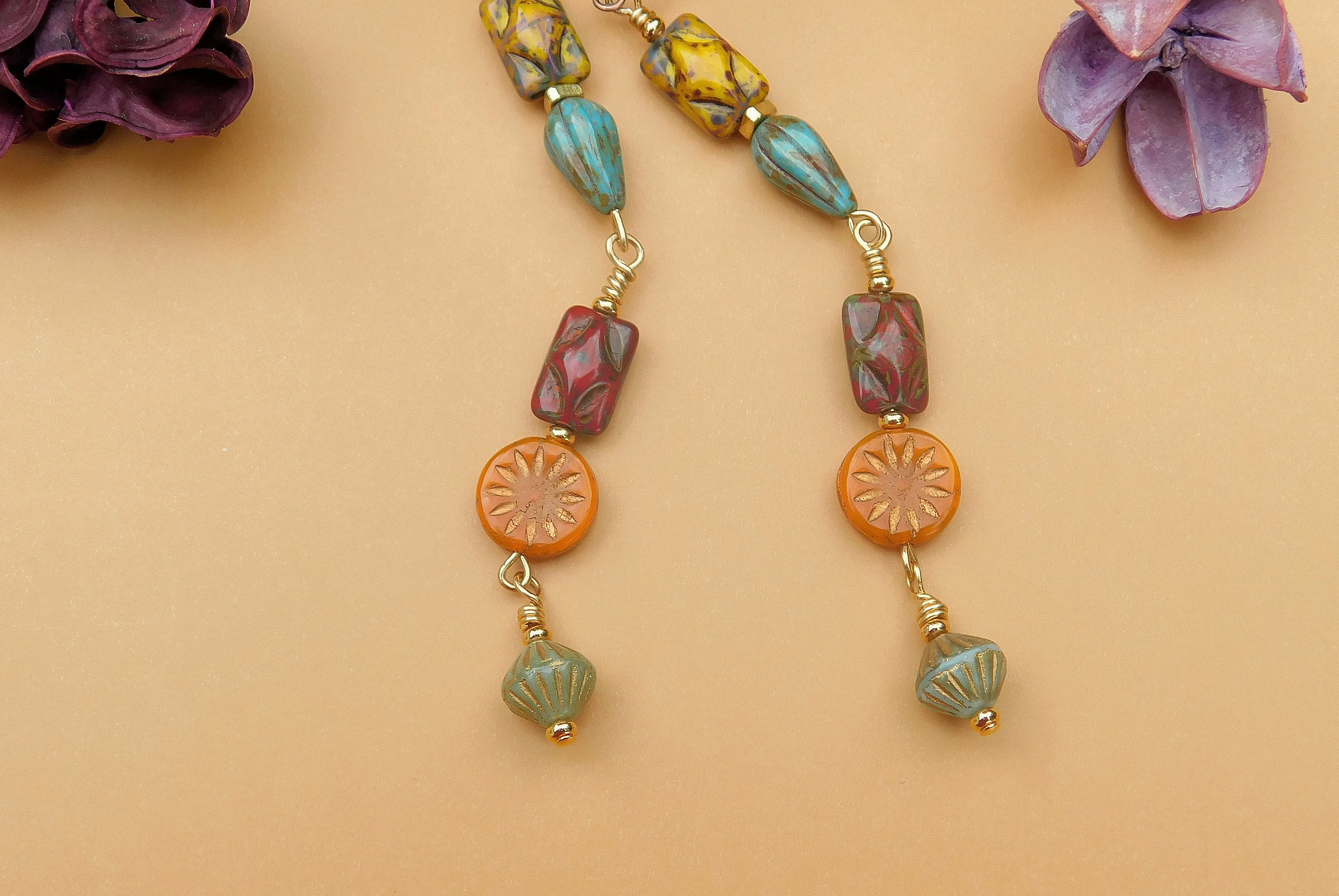 Autumn Inspired Multi-Czech Boho Earrings