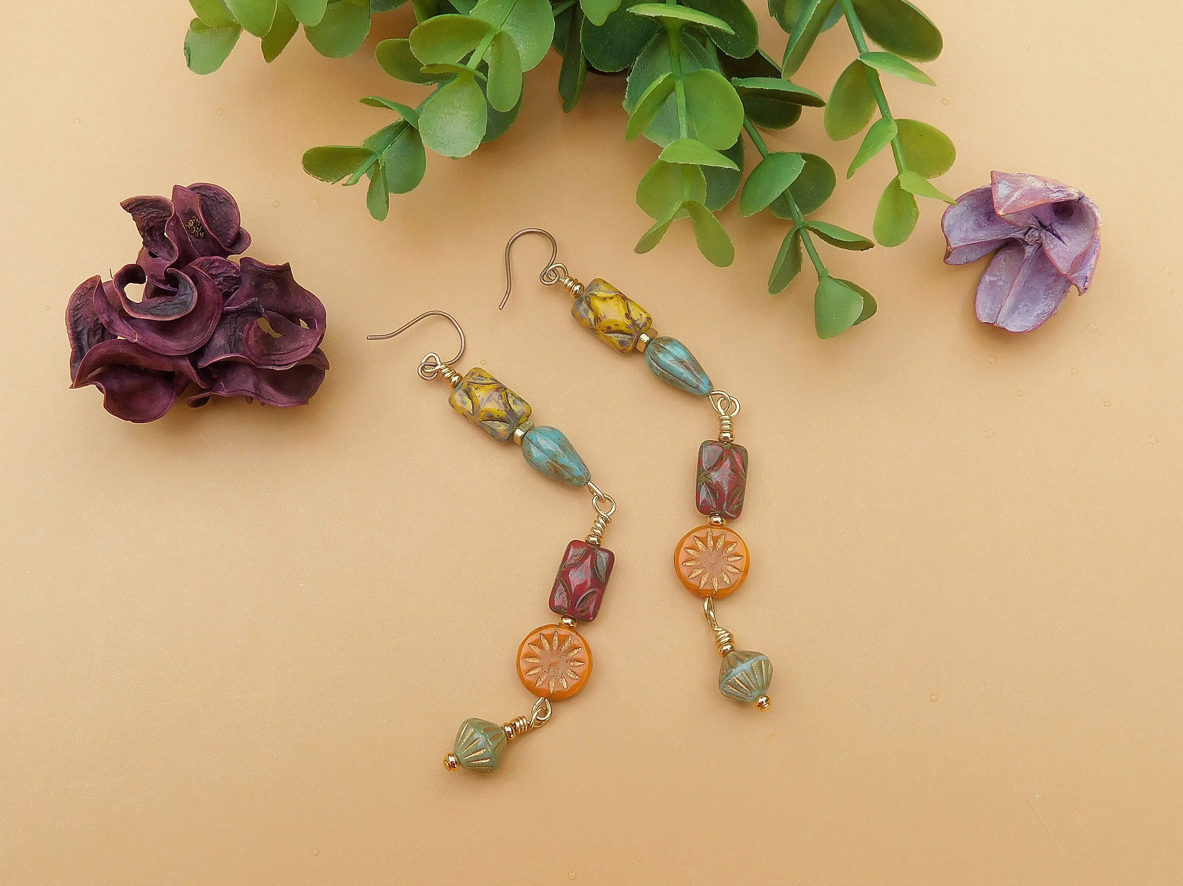 Autumn Inspired Multi-Czech Boho Earrings