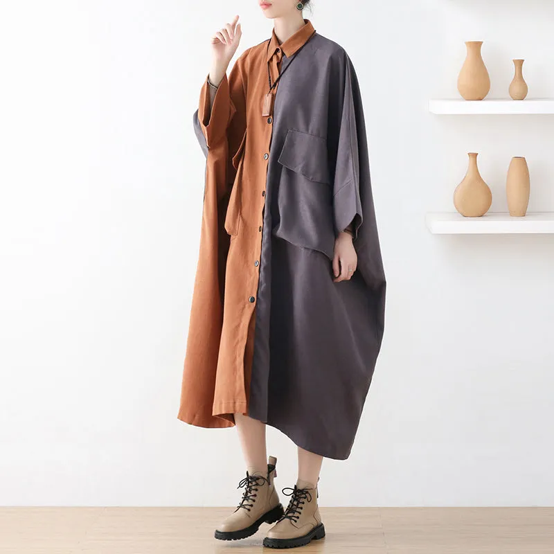 Autumn Retro Color Matching Loose Dress