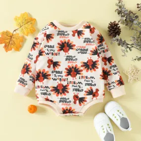 Baby Boys Turkey Print Thanksgiving Long-sleeved Jumpsuit