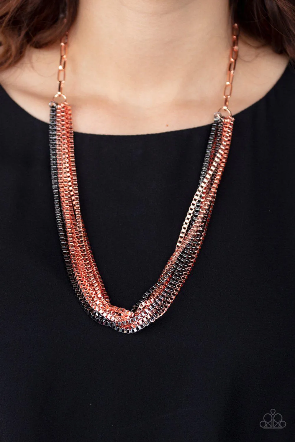 Beat Box Queen Copper and Gunmetal Necklace - Paparazzi Accessories