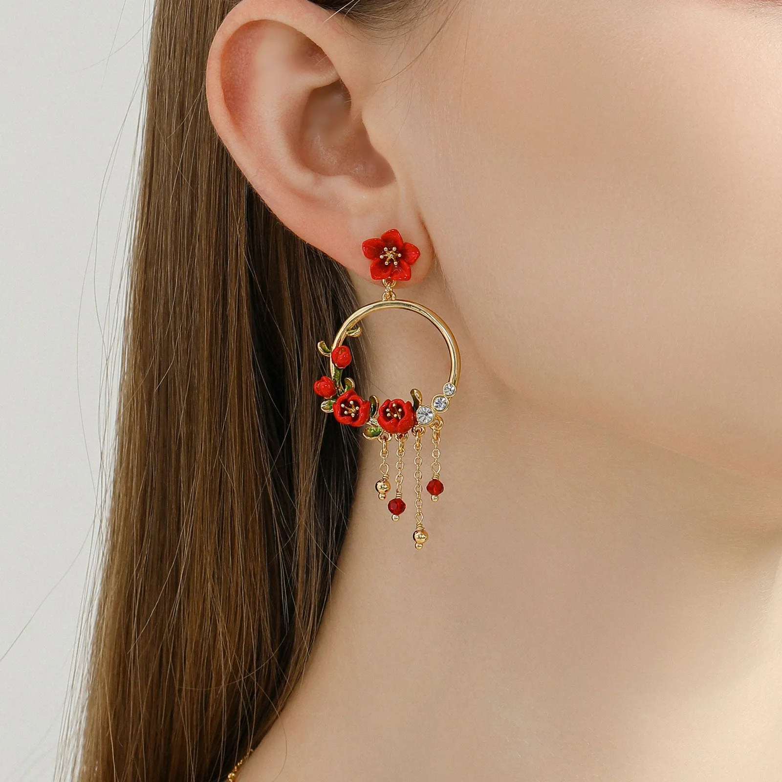 Begonia Flower Tassel Earrings