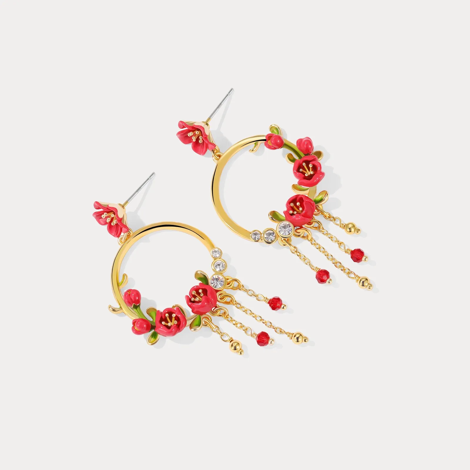 Begonia Flower Tassel Earrings