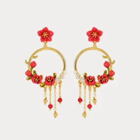 Begonia Flower Tassel Earrings