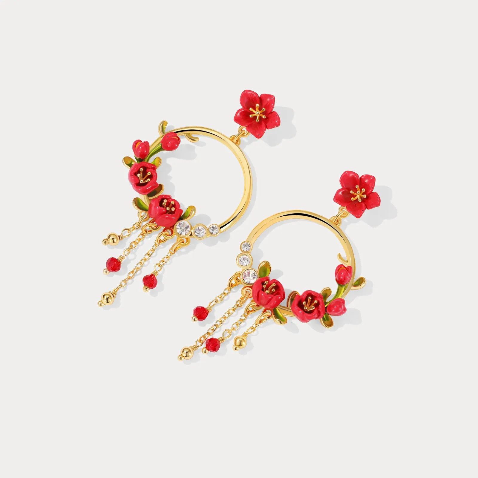 Begonia Flower Tassel Earrings