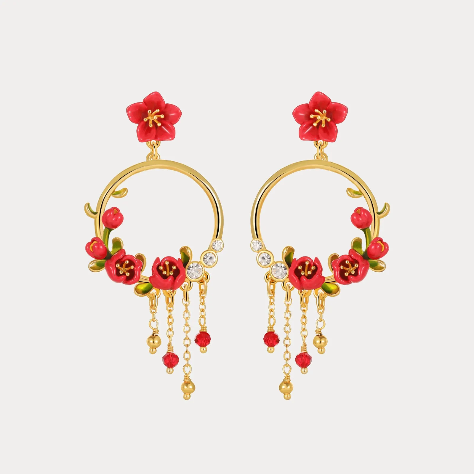 Begonia Flower Tassel Earrings